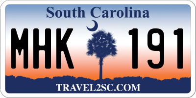 SC license plate MHK191