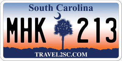 SC license plate MHK213