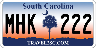 SC license plate MHK222