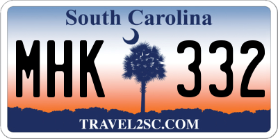 SC license plate MHK332