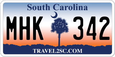 SC license plate MHK342
