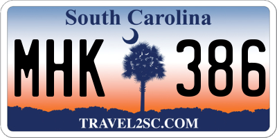 SC license plate MHK386