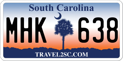 SC license plate MHK638