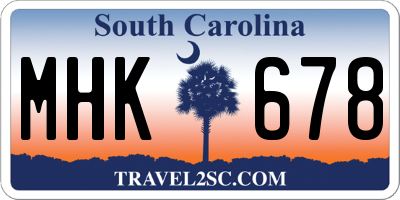 SC license plate MHK678
