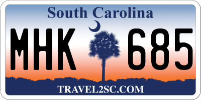 SC license plate MHK685