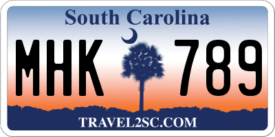 SC license plate MHK789