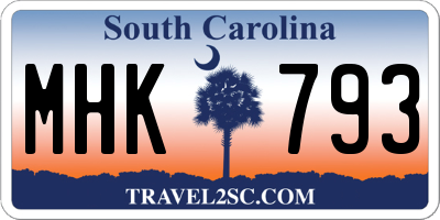 SC license plate MHK793