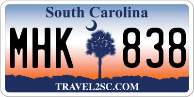 SC license plate MHK838