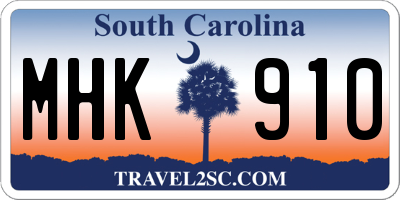 SC license plate MHK910