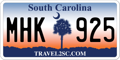 SC license plate MHK925