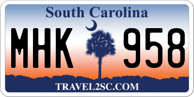 SC license plate MHK958