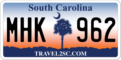 SC license plate MHK962
