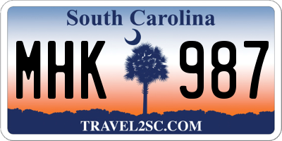 SC license plate MHK987