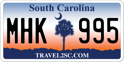 SC license plate MHK995