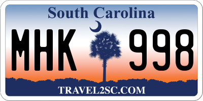 SC license plate MHK998