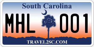 SC license plate MHL001