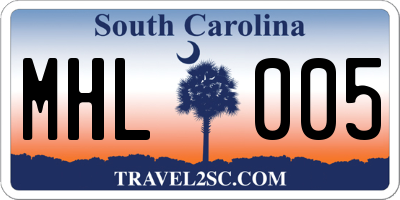 SC license plate MHL005