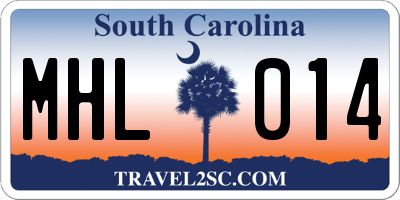 SC license plate MHL014