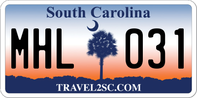 SC license plate MHL031