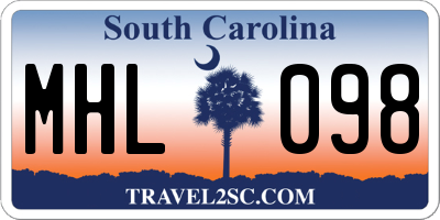 SC license plate MHL098