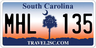 SC license plate MHL135