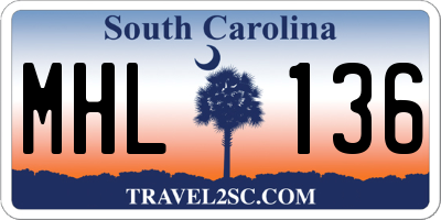 SC license plate MHL136