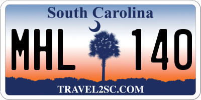 SC license plate MHL140