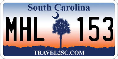SC license plate MHL153