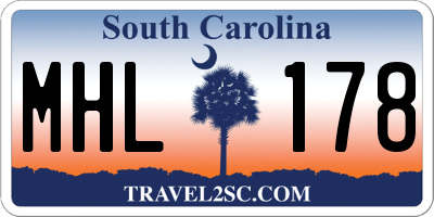 SC license plate MHL178