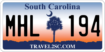SC license plate MHL194