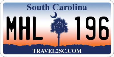 SC license plate MHL196