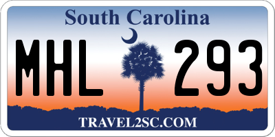 SC license plate MHL293