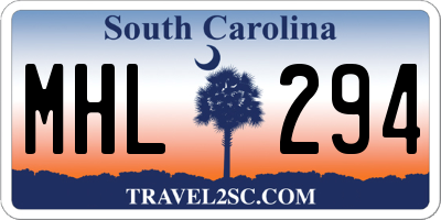 SC license plate MHL294