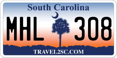 SC license plate MHL308