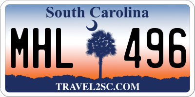 SC license plate MHL496