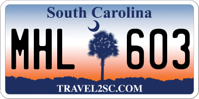 SC license plate MHL603
