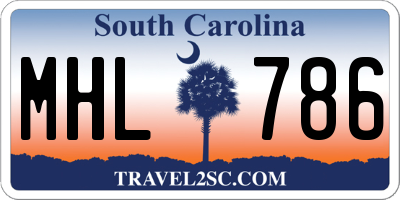 SC license plate MHL786