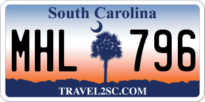 SC license plate MHL796