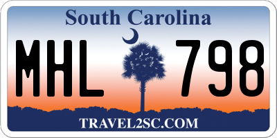 SC license plate MHL798