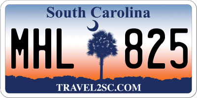SC license plate MHL825