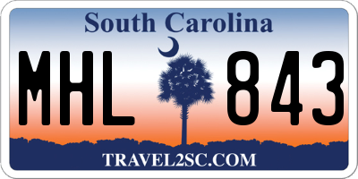 SC license plate MHL843