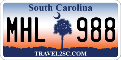 SC license plate MHL988