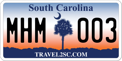 SC license plate MHM003