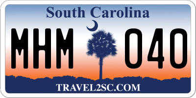 SC license plate MHM040
