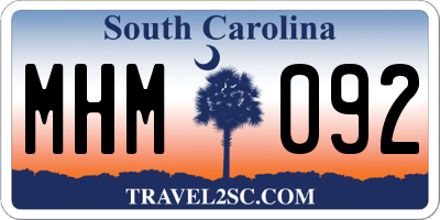SC license plate MHM092