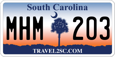 SC license plate MHM203