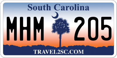 SC license plate MHM205