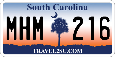 SC license plate MHM216