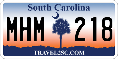 SC license plate MHM218
