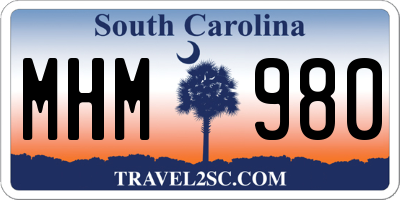 SC license plate MHM980